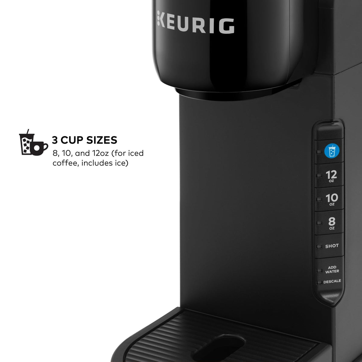 Single Serve Coffee Maker and Frother, 3 Brew Sizes, Black X101040