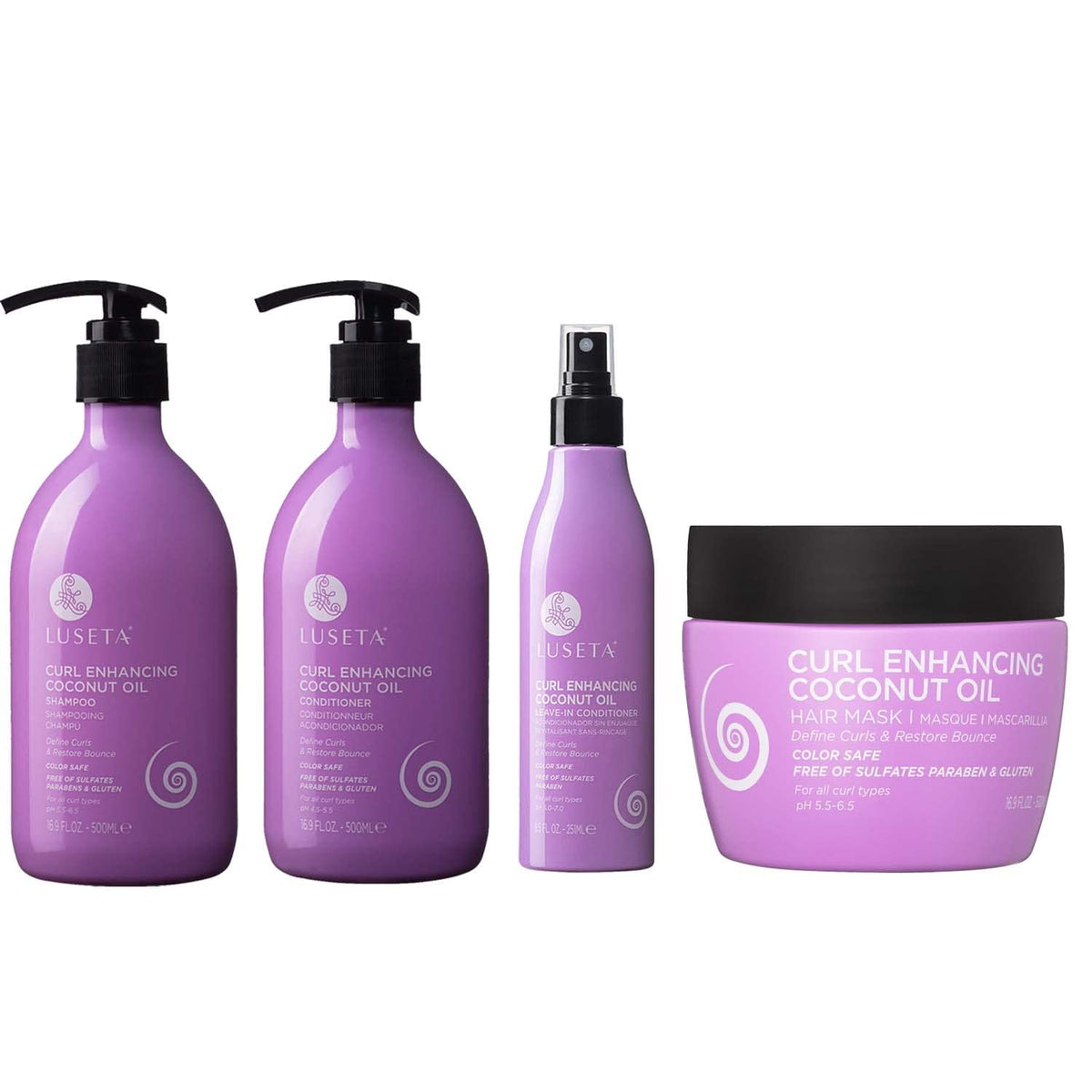 Coconut Oil Shampoo & Conditioner Set and Leave in Conditioner and Curly Hair Mask U8244