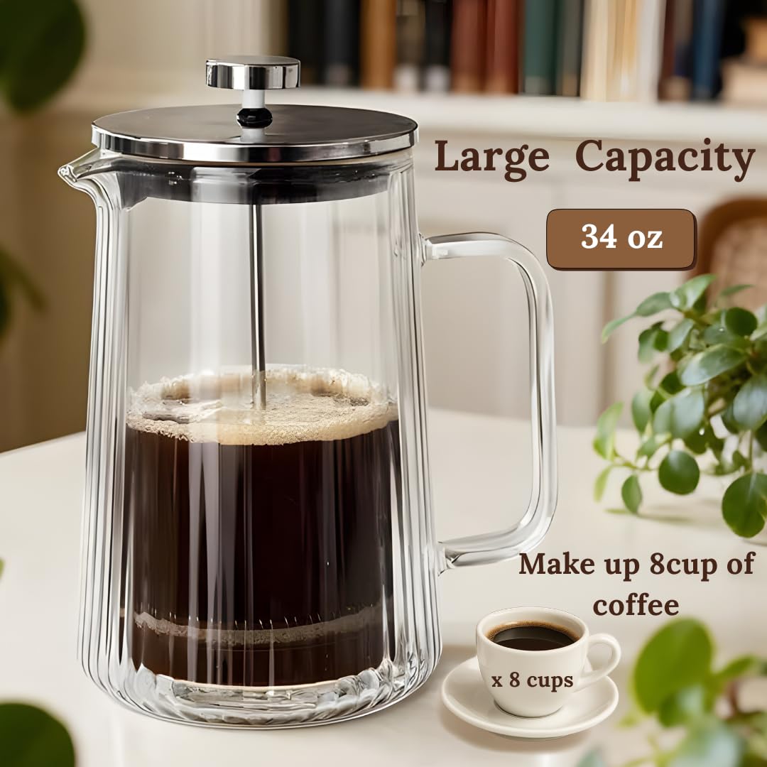 Glass French Press Coffee Maker 34oz T482