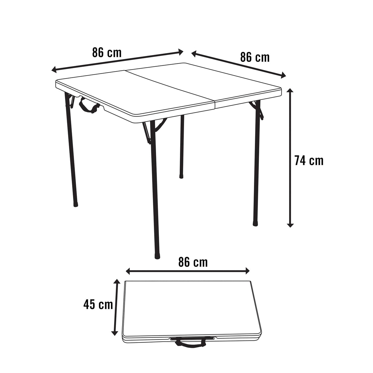 White 34 Inch Fold in Half Square Table E841