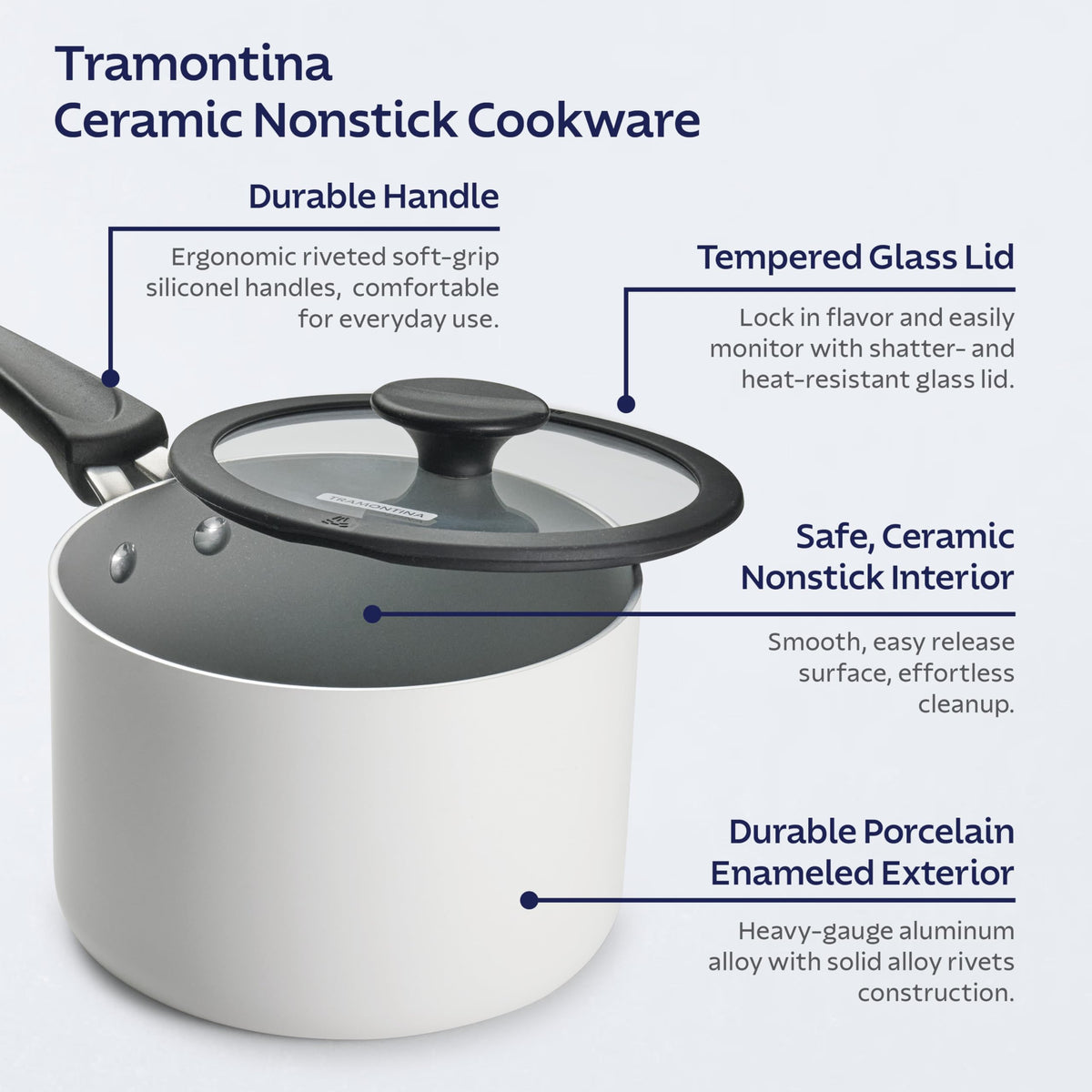 Ceramic Non Stick 11-Piece Nesting Pots and Pans Set White I882
