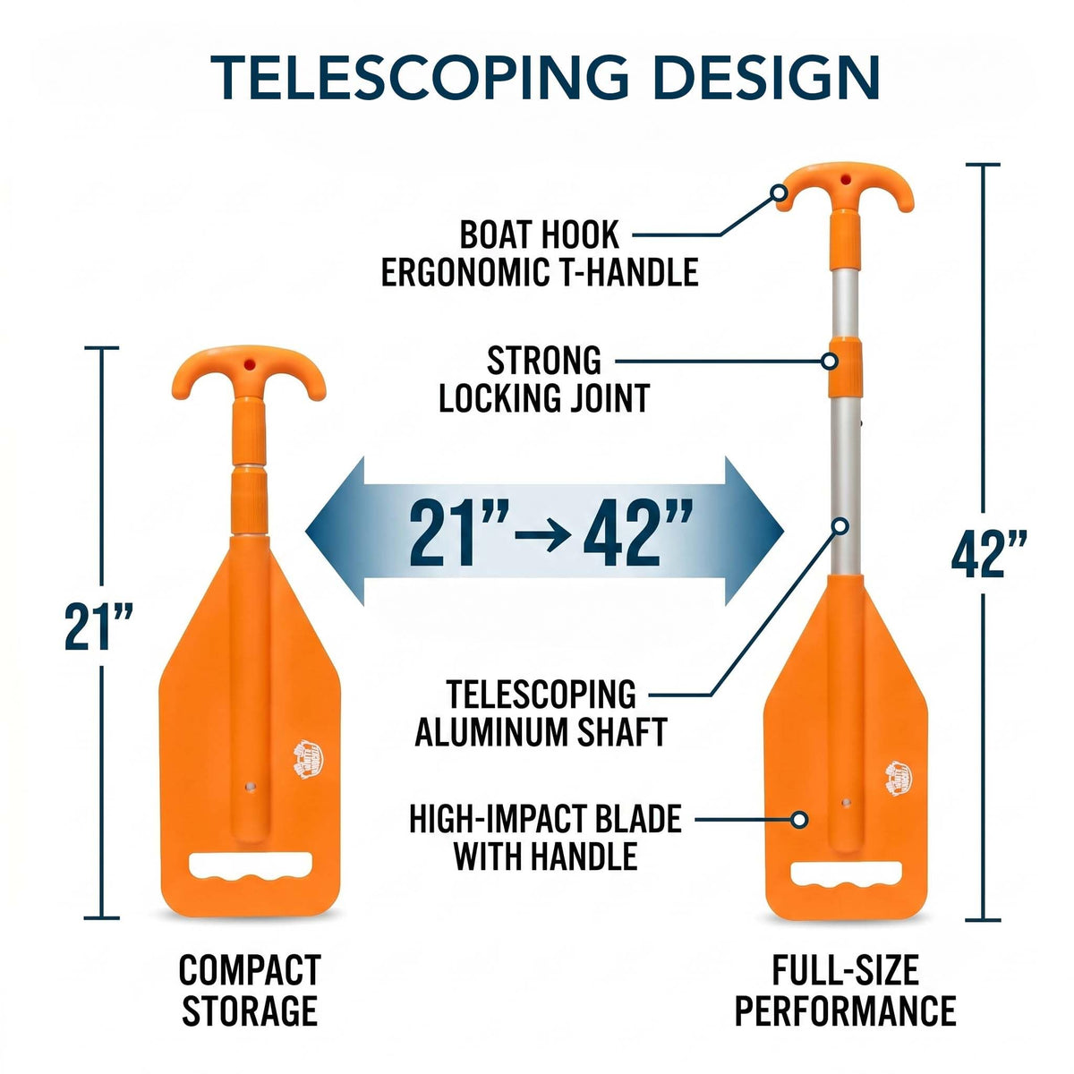 Telescoping Emergency Paddle with T-Grip Handle N830845