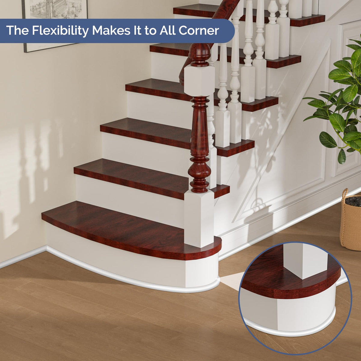 Quarter Round Molding Peel and Stick Baseboard Trim V156