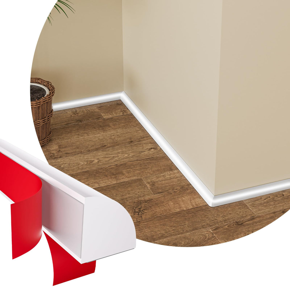 Quarter Round Molding Peel and Stick Baseboard Trim V156